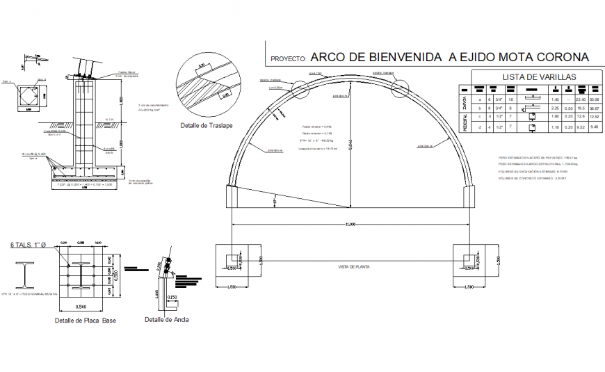 Detail welcome arch plan and section dwg file