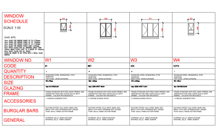 Detail Window schedule plan dwg file
