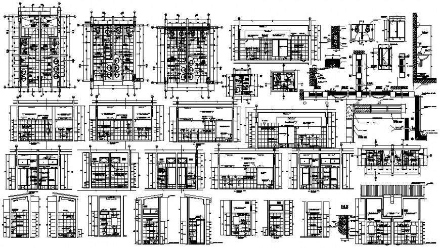 Detail work plan and a section of sanitary public toilet AutoCAD file