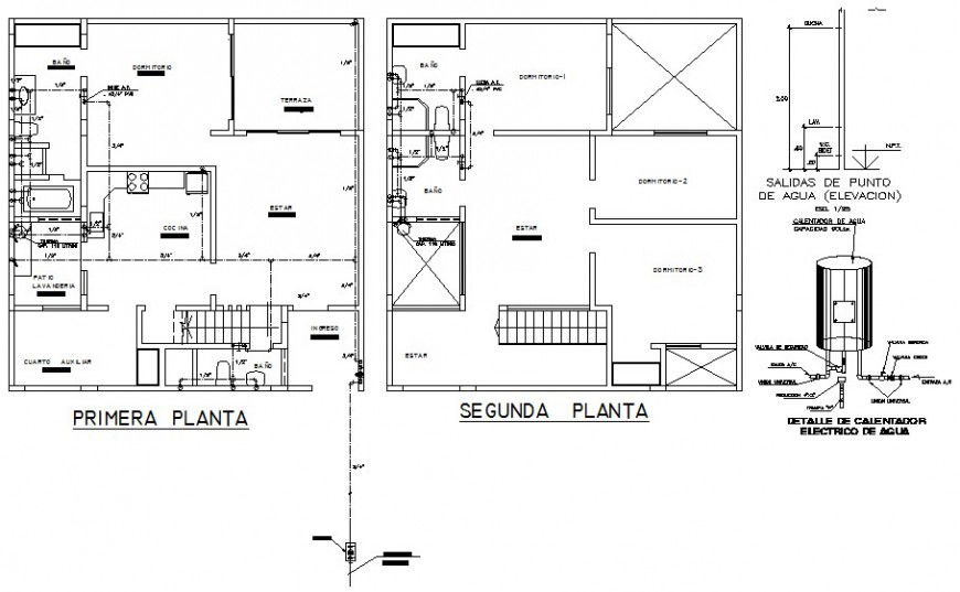 Detail work plan of housing unit drawing in autocad