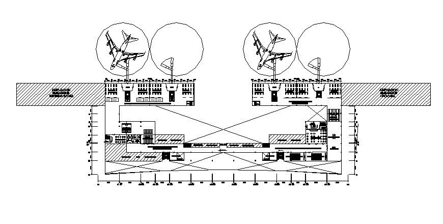 Detail work plan of terminal building 2d drawing in autocad