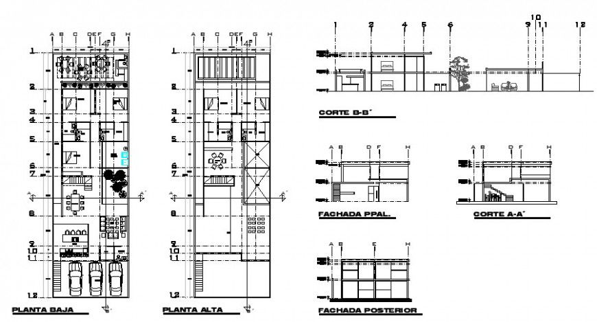 detail working drawing of villa in dwg file.