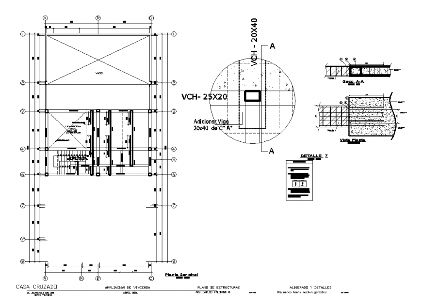 Detail working plan of beam column construction layout file