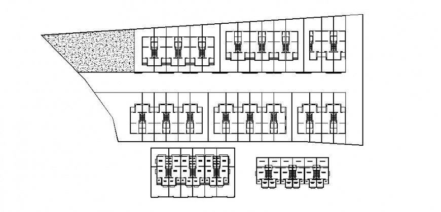 Detail working plan of Row house with line plan in AutoCAD