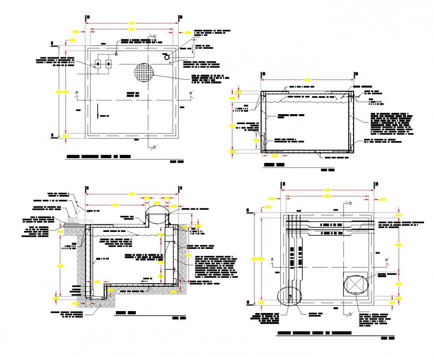 Detailed cistern plan and section autocad file