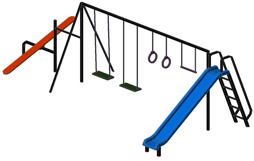Detailing drawings of garden playing equipment 3d model dwg file
