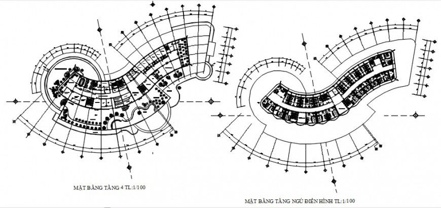 Detailing of resort building floor plan autocad software file