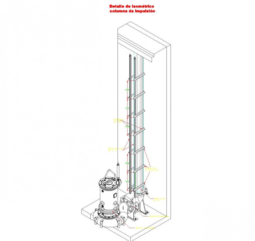 Detaille isometric electrical motor layout file