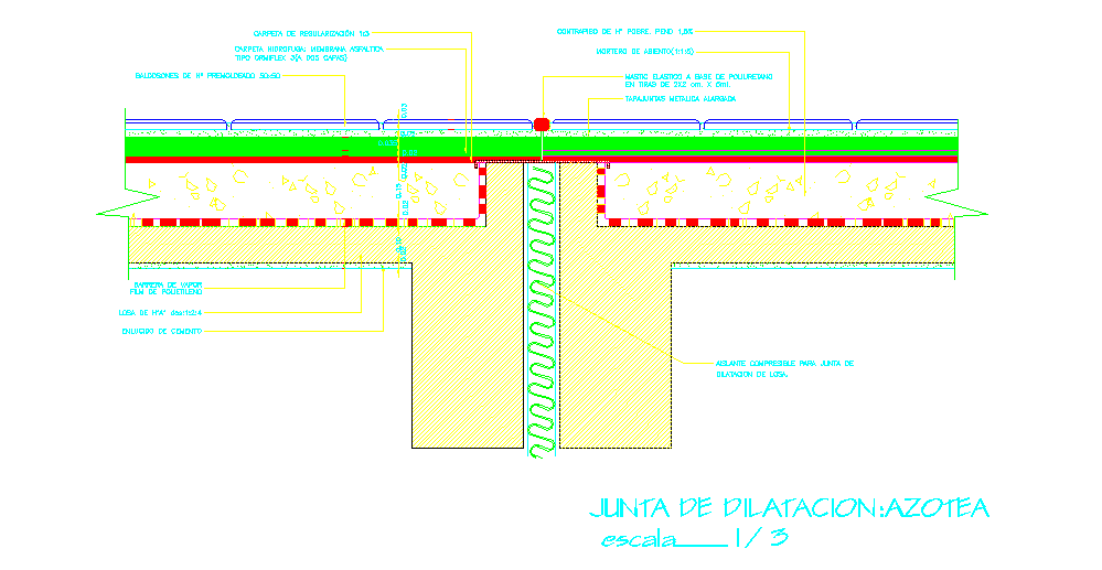 details of expansion joint atterrace. 