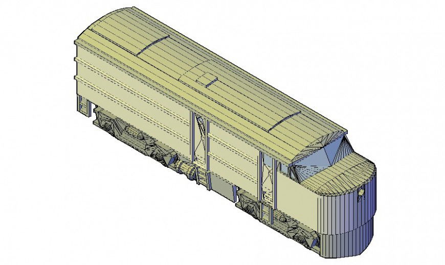 Details 3d model of railway engine drawing in autocad