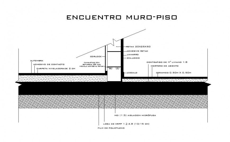 Details at ground level flooring retak wall construction drawing details dwg file