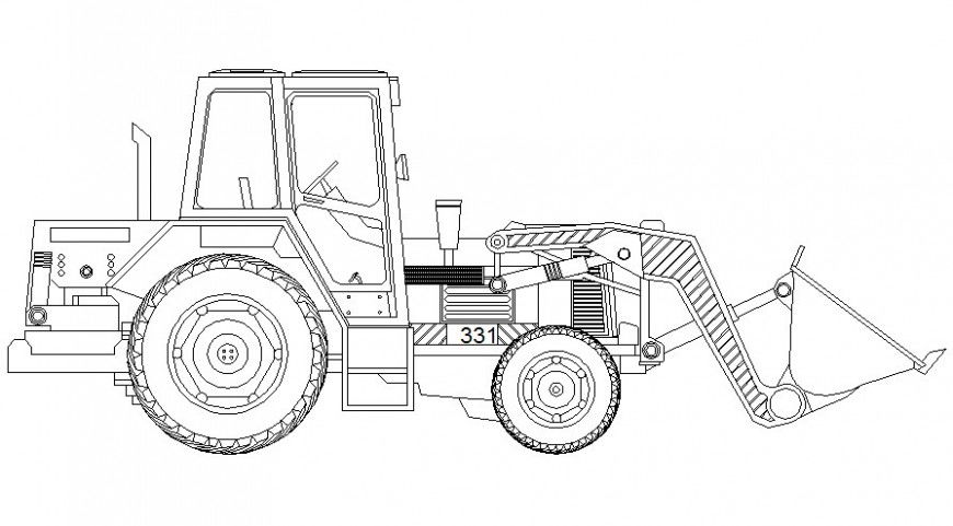 Details drawing of machinery units of excavator 2d view in autocad