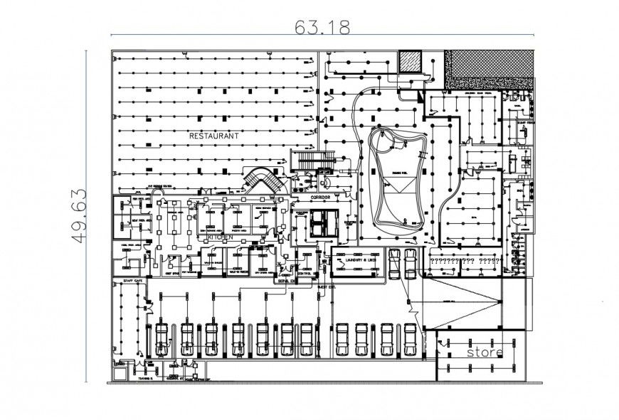 Details drawings of commerce building layout dwg file