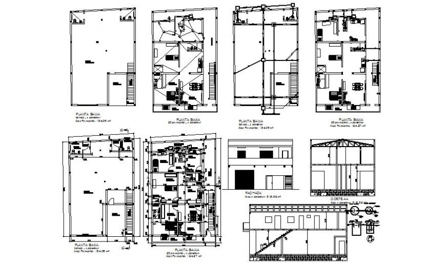 Details drawings of residential housing units plan elevation and section autocad file