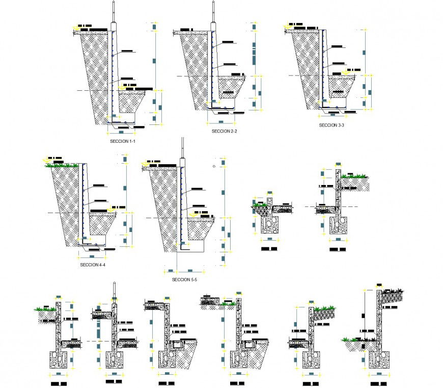 Details embankment sand drainage ditches autocad file