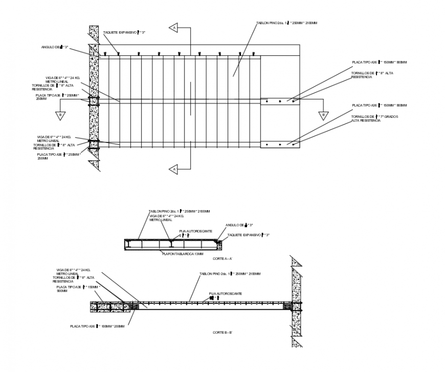 Details of a loft mezzanine concrete details dwg file