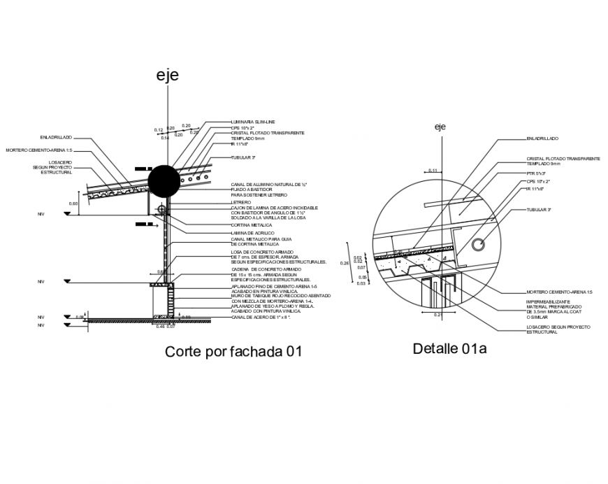 Details of bar of attention of construction of building dwg file