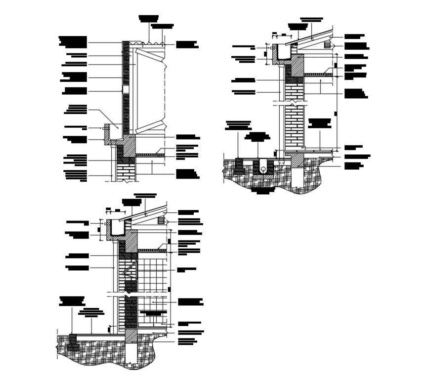 Details of concrete chutes pluvial drainage dwg file