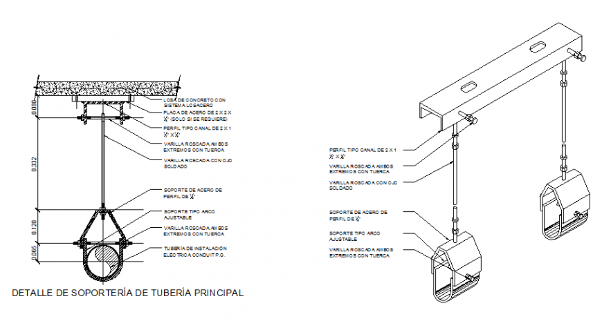 Details of conduit pipe support in dwg file.