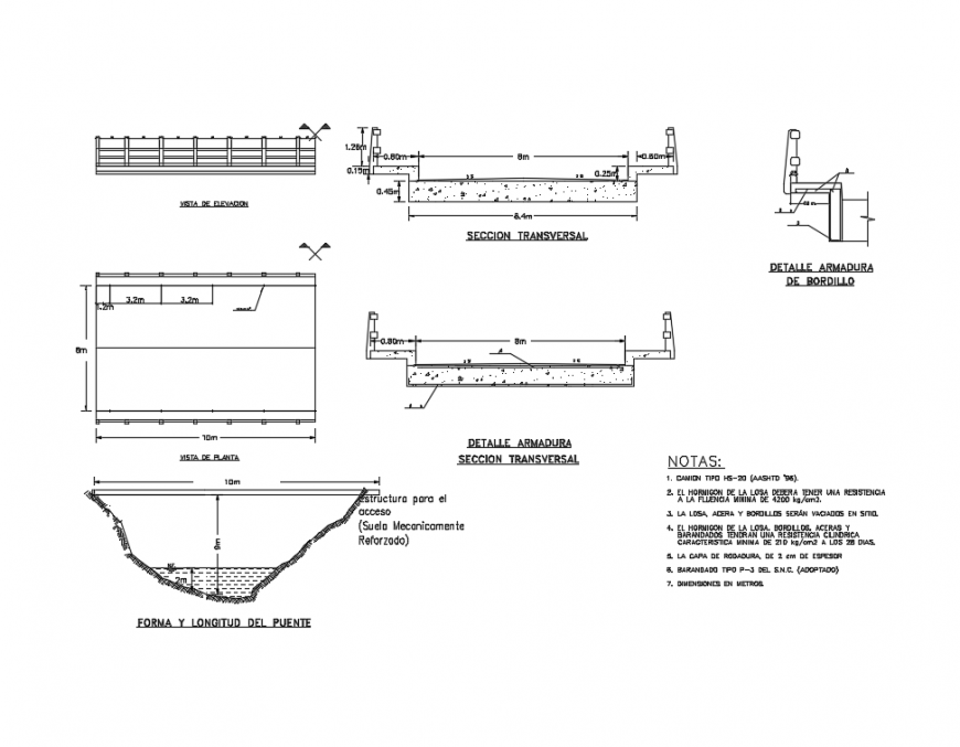 Details of design concrete bridge constructive structure details dwg file