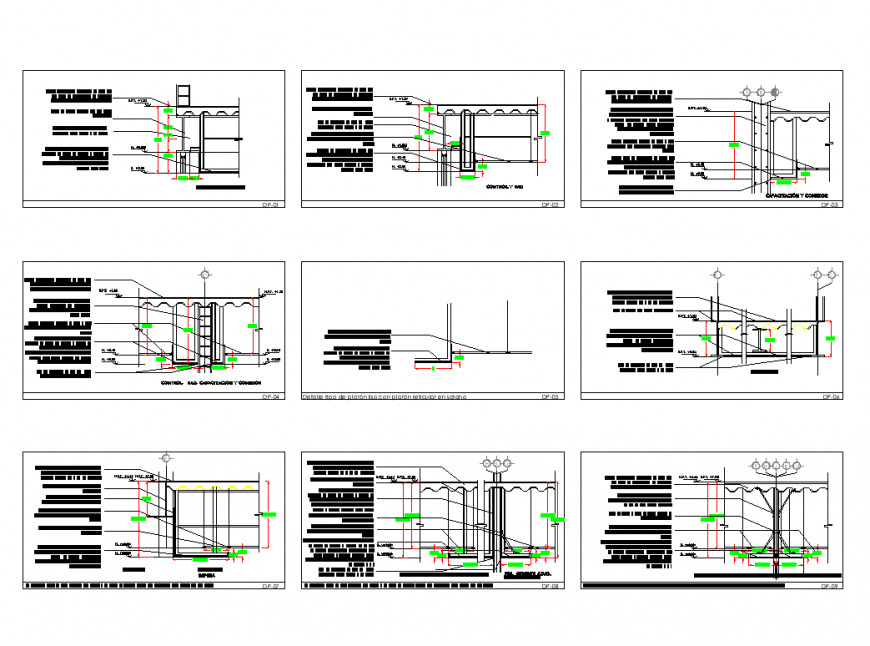 Details of different types of panel design with steel structure view in design dwg file.