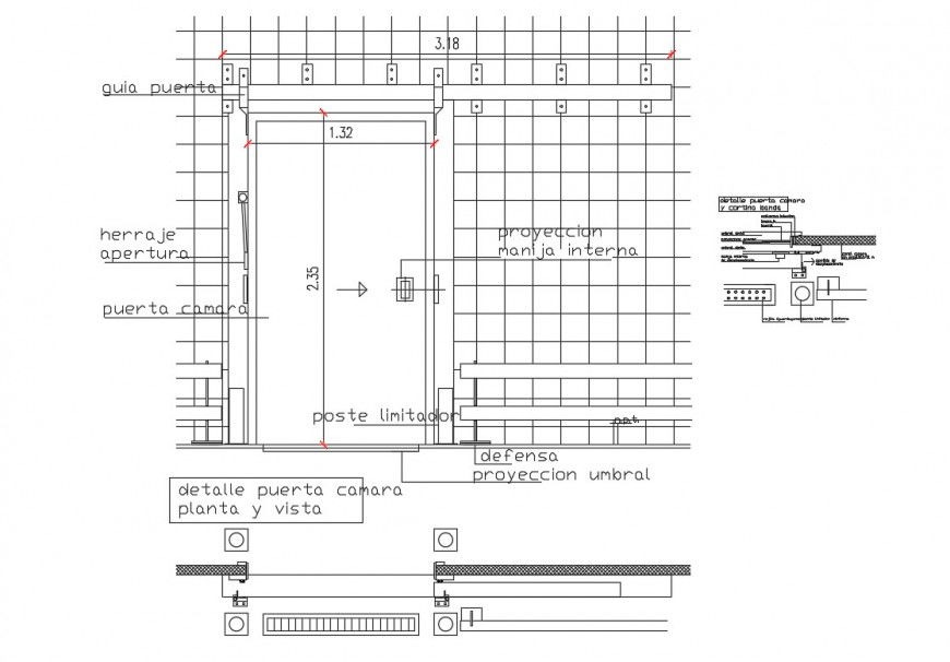 details of door camera plant and view cad drawing dwg file