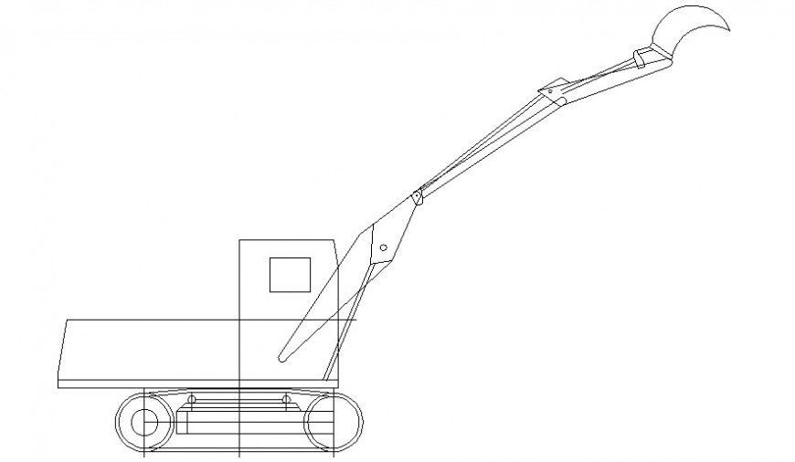 Details of excavator machine 2d view in autocad