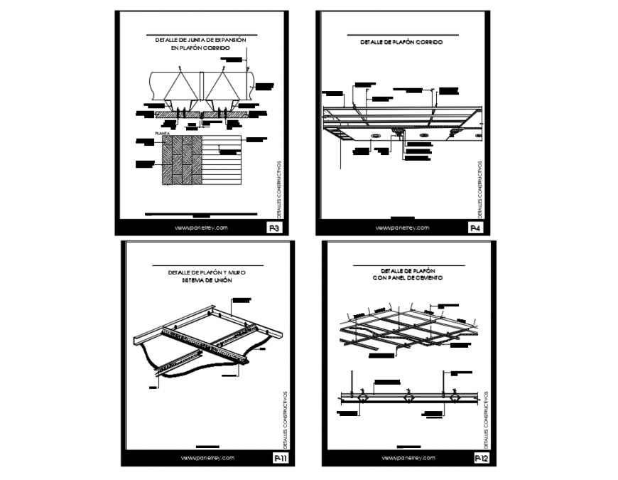 Details of expansion joint in a continuous ceiling structure dwg file