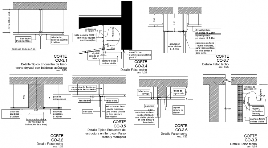 Details of false ceilings in dwg file