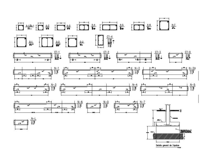 Details of girders column structure of home dwg file