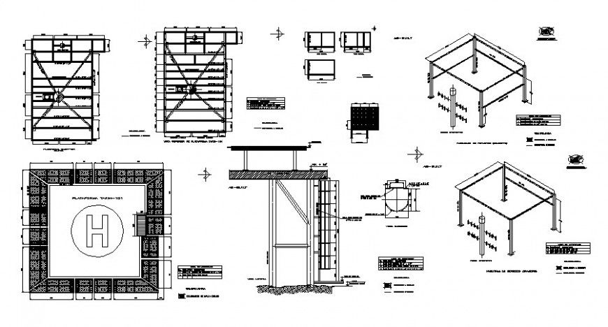 Details of helicopter landing space drawing in autocad