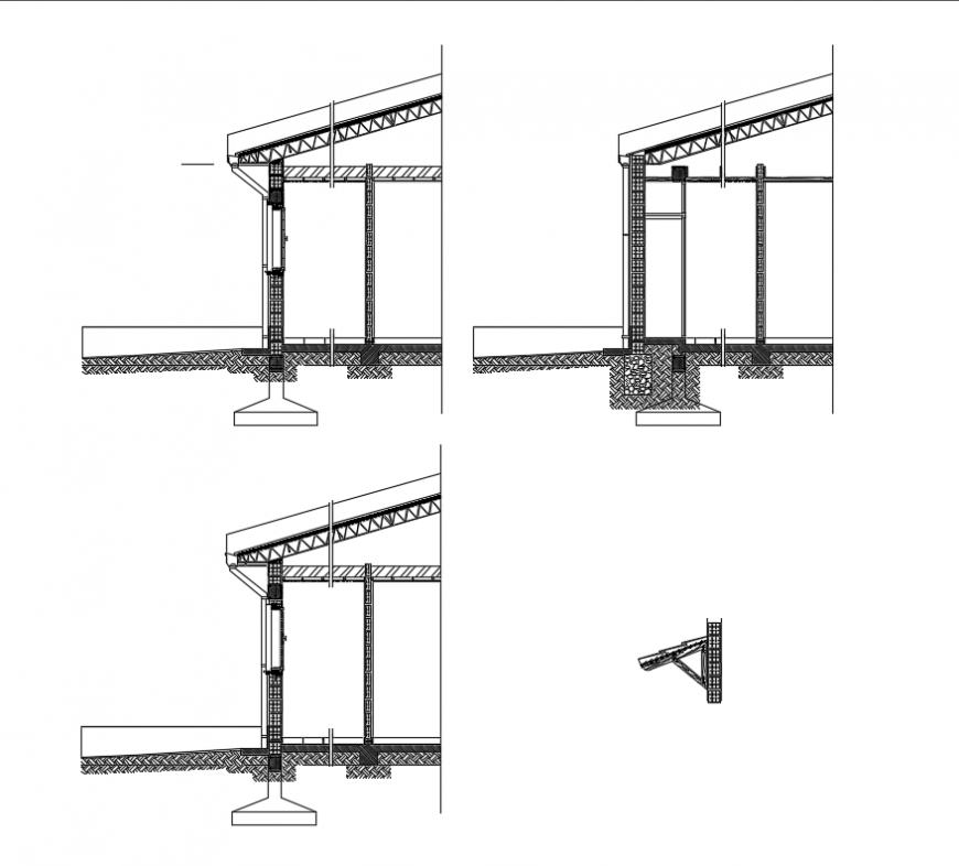 Details of hole brick wall of house building dwg file
