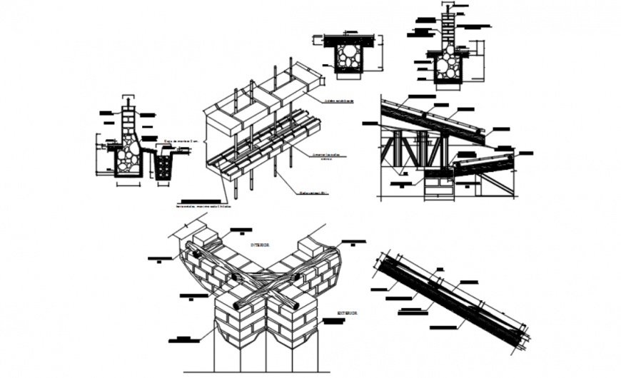 Details of mud and wood roof 2d details AutoCAD file