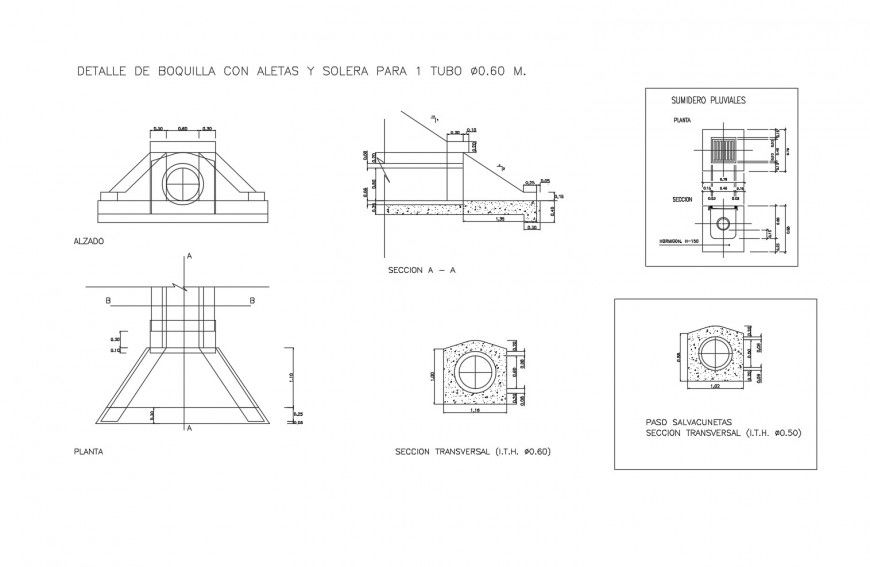 Details of nozzle with fins and solar for one tube cad structure details dwg file