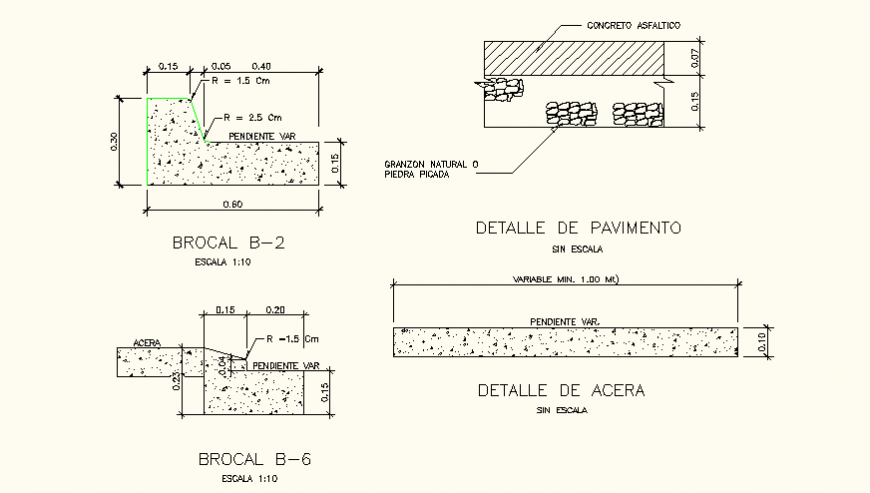 Details of roads and drainage elevation and plan autocad file