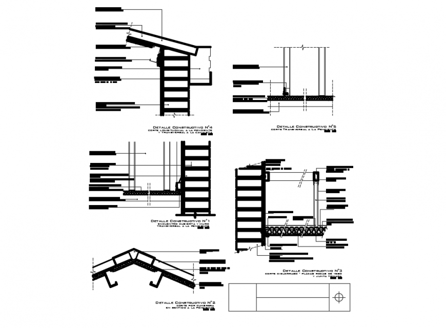 Details of roof and ceiling construction and structure of building dwg file