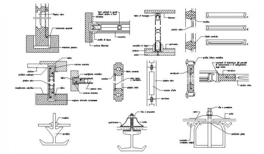 Details of structural units sections in AutoCAD software
