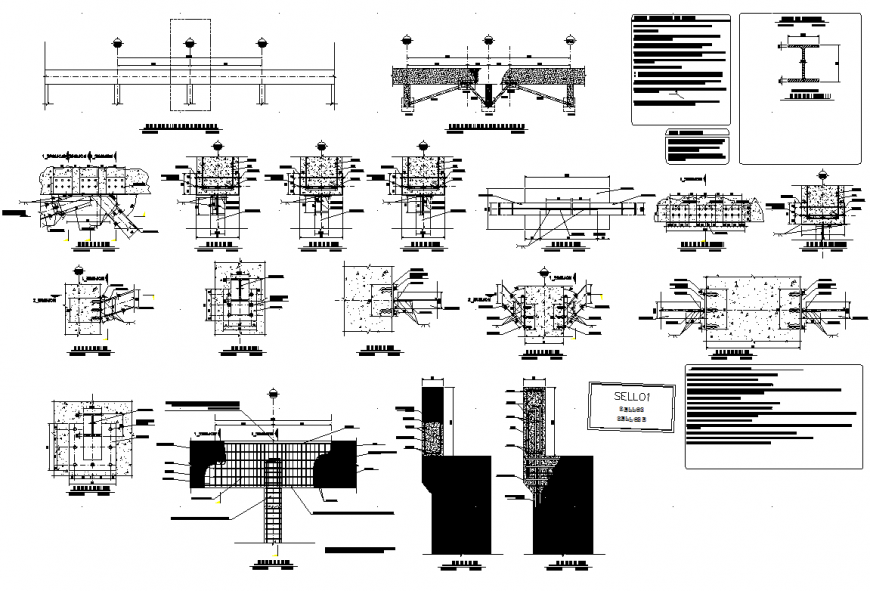 Details of support for repair of damage in trabe port plan dwg file