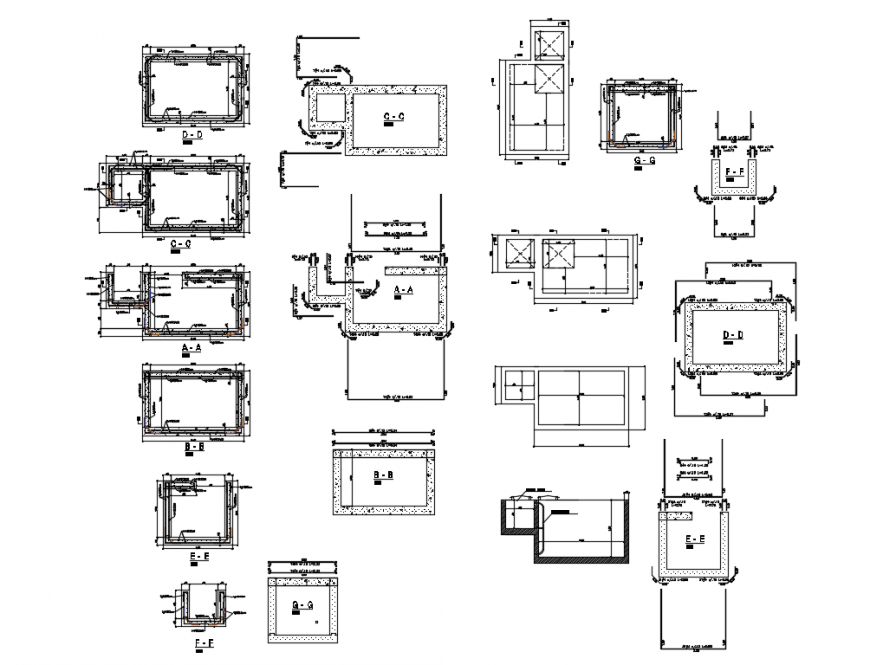 Details of typical reinforcement in vertical arists of wall dwg file