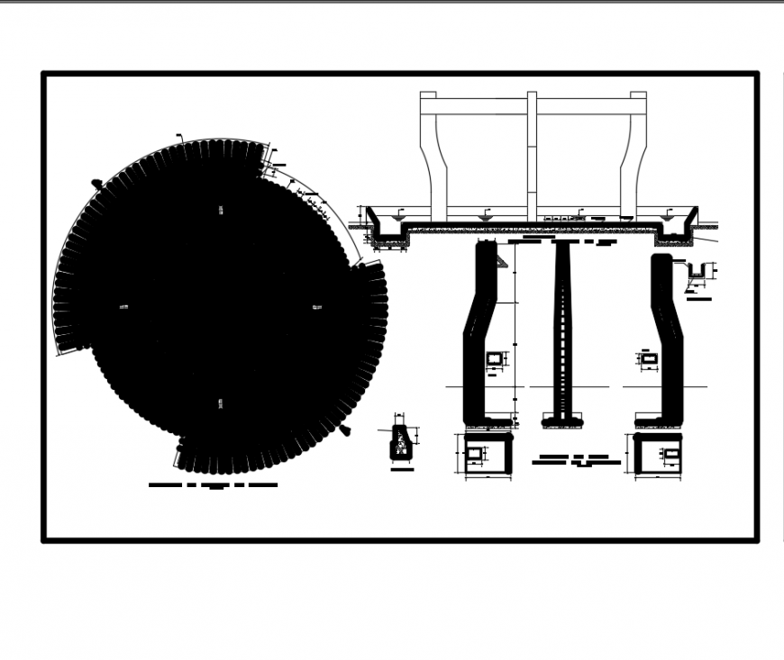 Details of urban park structure with construction dwg file