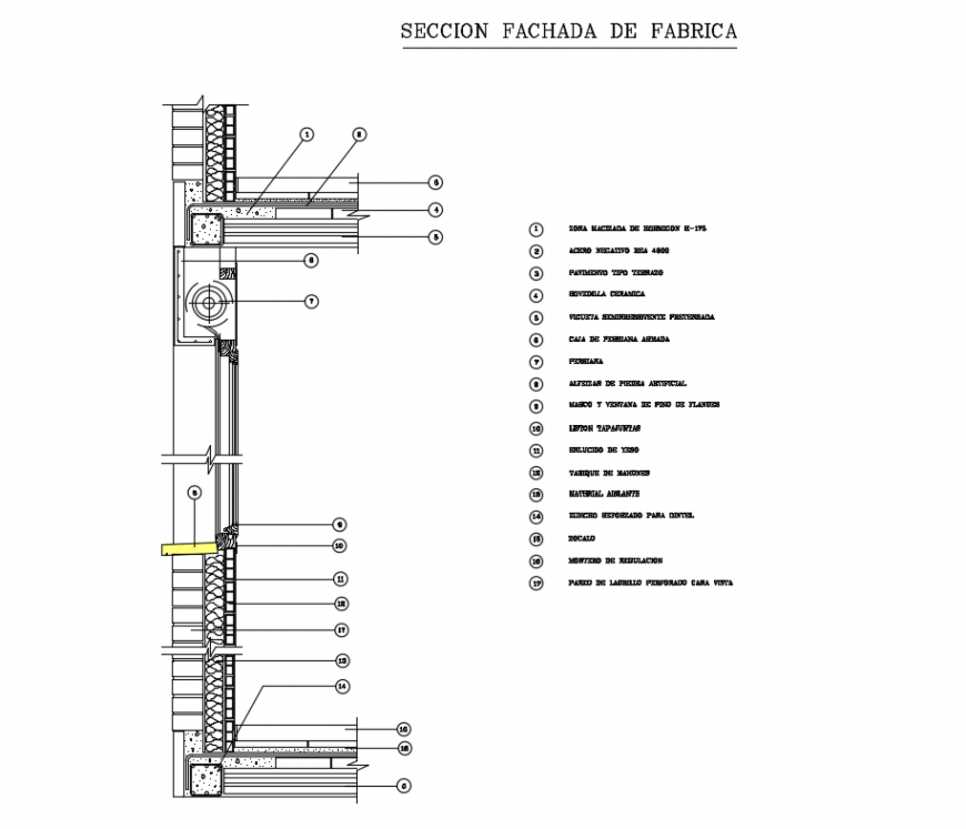 Details of wall section by flat slab and column cad drawing dwg file