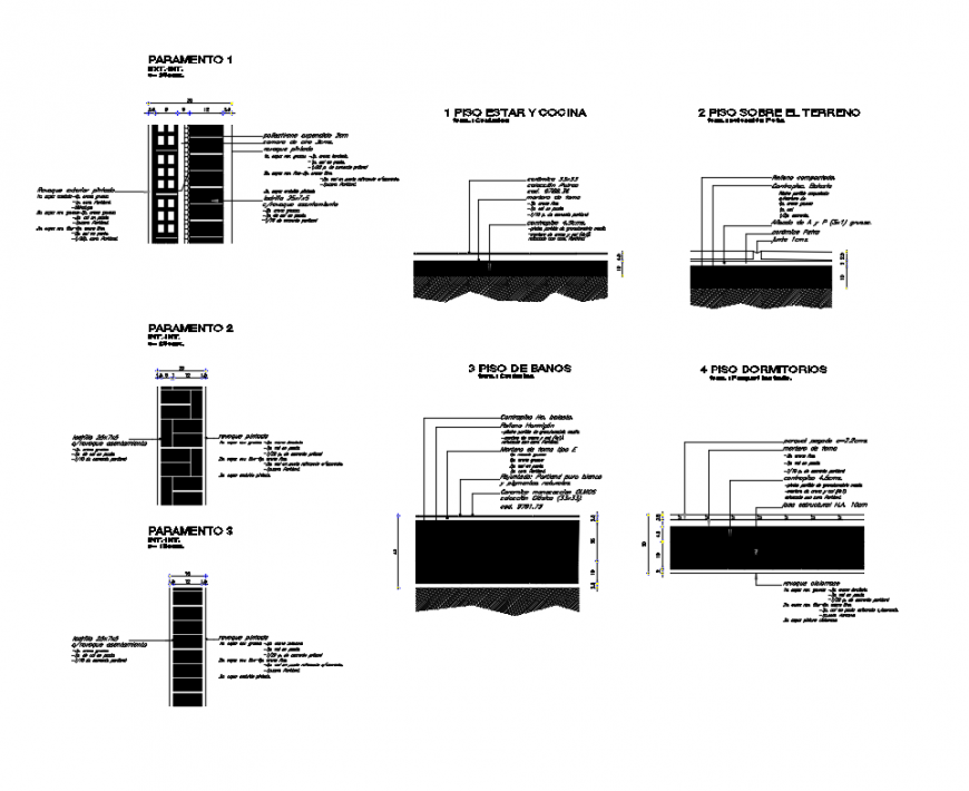 House Building Walls and Staircase Construction Details DWG File