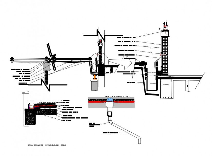 Details of water proofing and ceiling construction cad drawing details dwg file