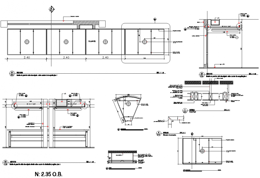 Details suspended ceiling section plan layout file