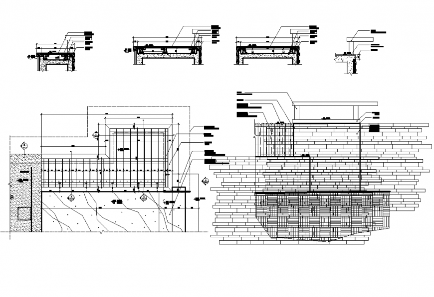 Details wood deck plan and section autocad file