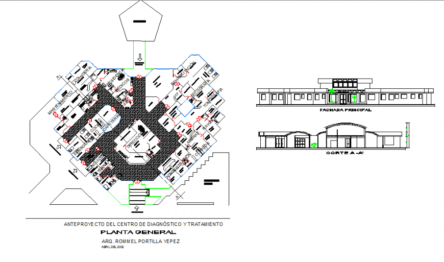 Diagnostic and Treatment center Plan & Elevation Design
