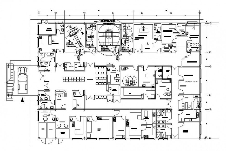 Diagnostic center architecture distribution plan cad drawing details dwg file