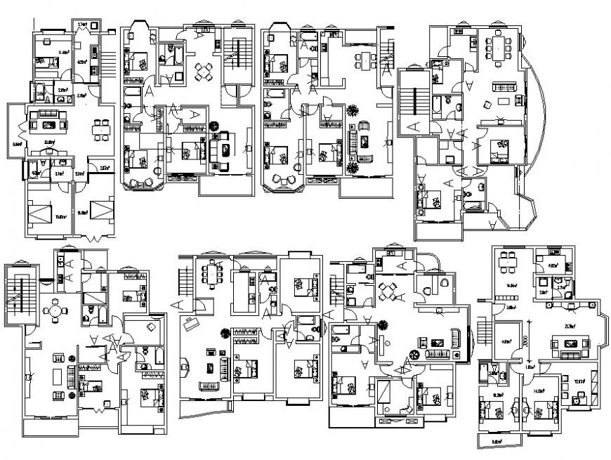different option of residence layout plan cad file