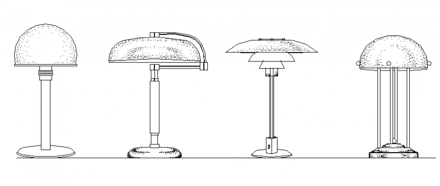 Different 4 types of lampshade drawing in dwg file.