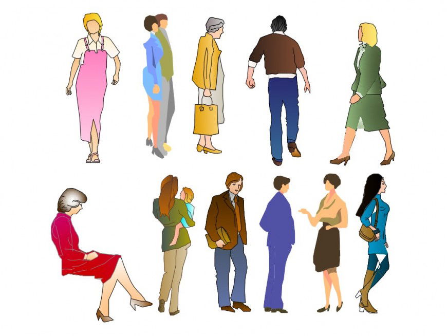 Different age group people layout file in autocad format